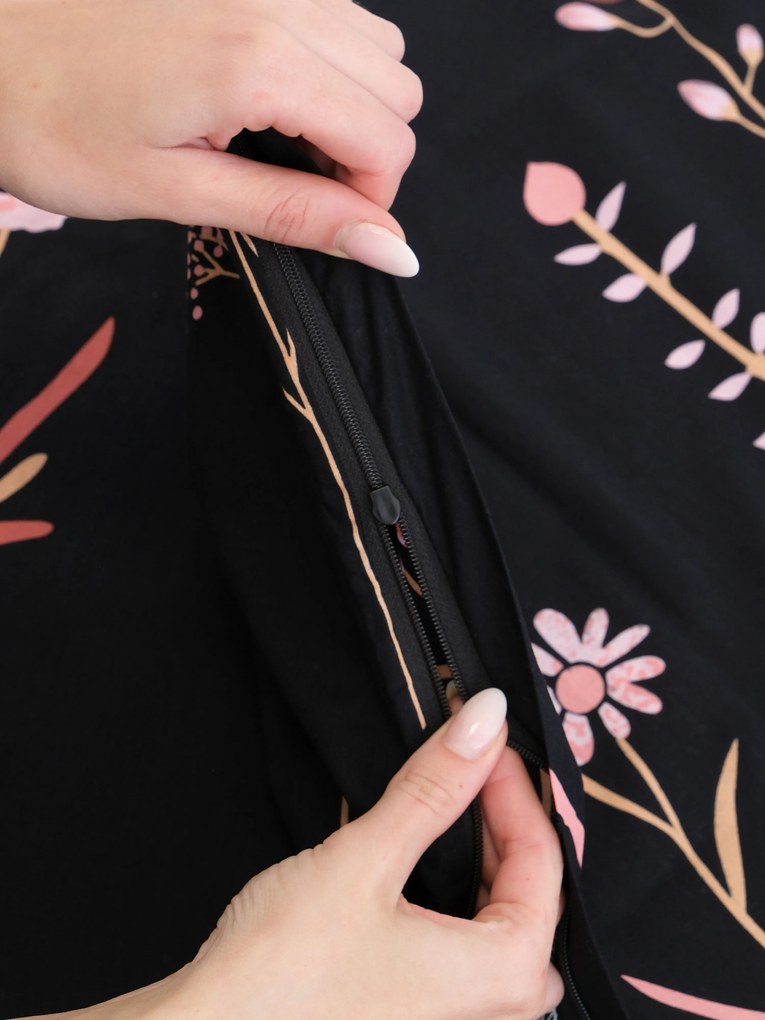 Francúzske bavlnené obliečky Renforcé - Vlčie maky čierne