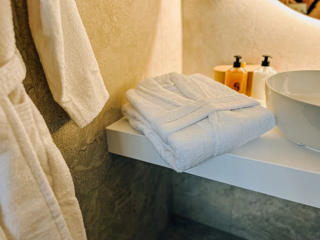Froté župan Deluxe biely Veľkosť: M