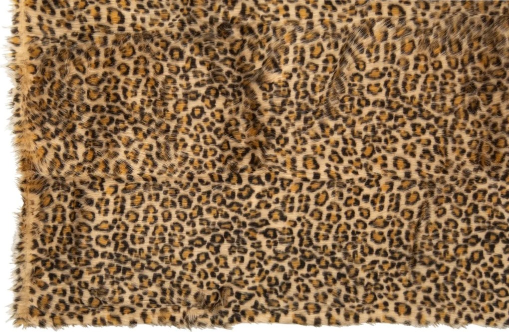 Plyšová deka s leopardím vzorem rezavě hnědá a béžová – 180*130*1 cm