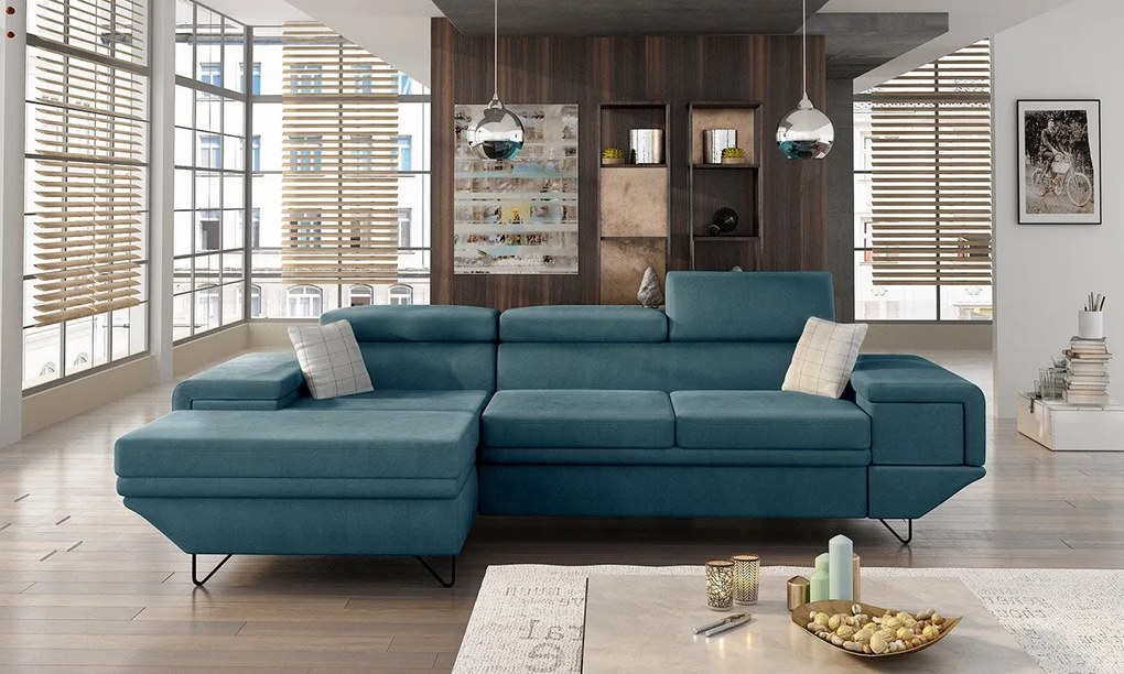 Moderná rohová sedacia súprava Arcadia, Dostupné poťahy: Fresh 34 + Fresh 34 + Senegal 818, Strana: pravá