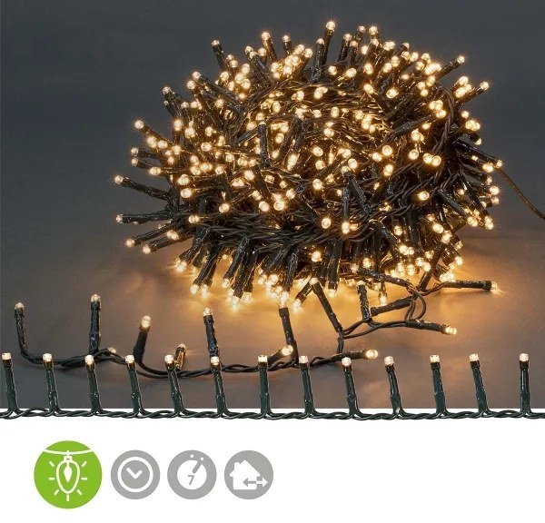 Nedis CLCC400 - LED Vonkajšia vianočná reťaz 400xLED/7 funkcií 11m IP44 teplá biela