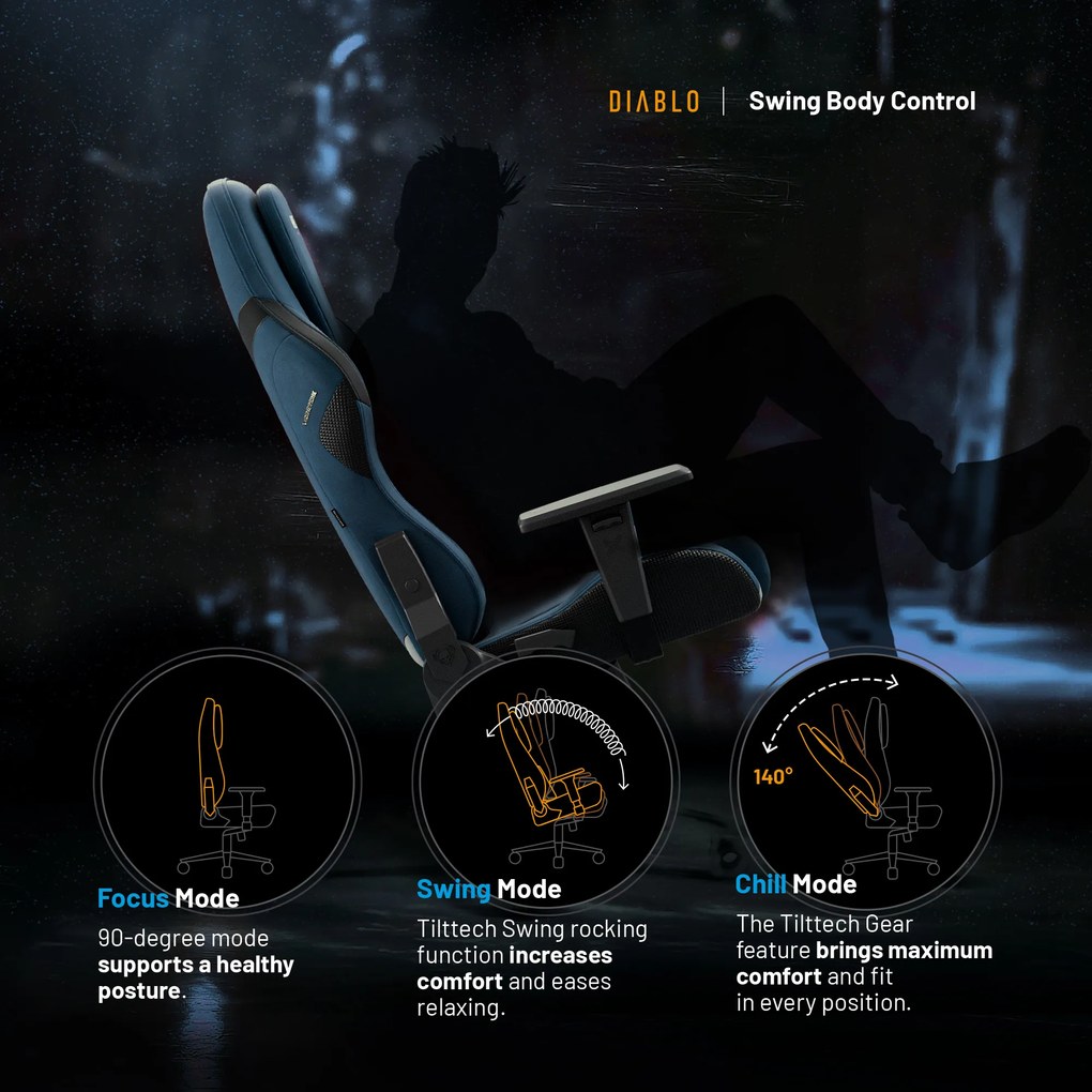 Herné kreslo Normal Size, modrý-čierny: Diablo X-One Prime Meta Ocean