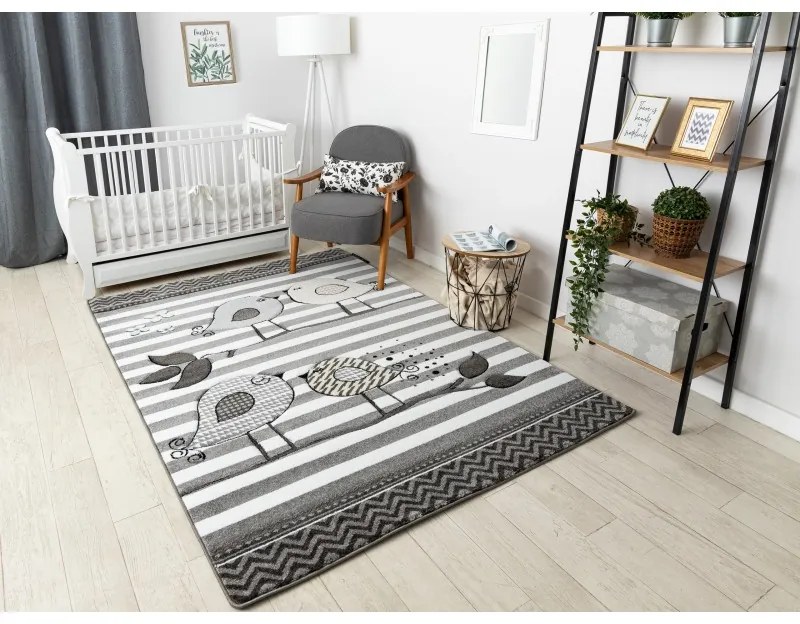 Dywany Łuszczów, Detský kusový koberec Petit C549 Birds grey, 160x220, šedá, detská izba