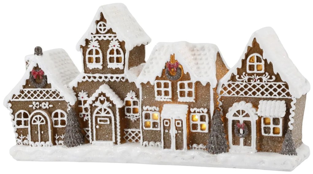 Perníkové chalúpky so svetielkami Gingerbread Noël LED - 24*6,5*12,5 cm