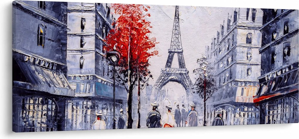 Obraz uličky v Paríži, olejomaľba (120x50 cm)