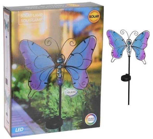 LED zápich Motýľ – modrofialový 106 cm