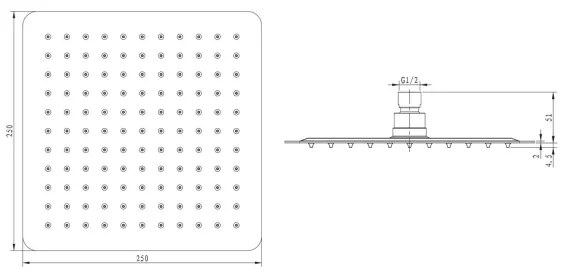 Sapho - Hlavová sprcha SLIM 25x25 cm leštená nerez