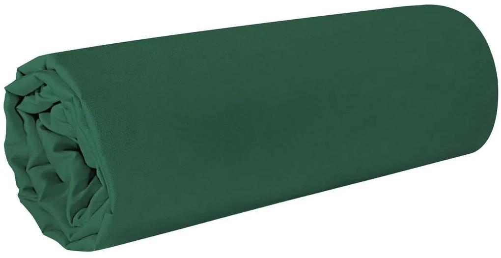Tmavo zelená napínacia plachta na posteľ