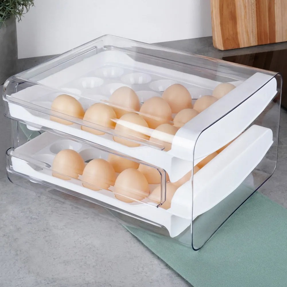 VILDE Box na vajíčka, organizér na vajcia do chladničky, 2 poschodia, na 40 vajec