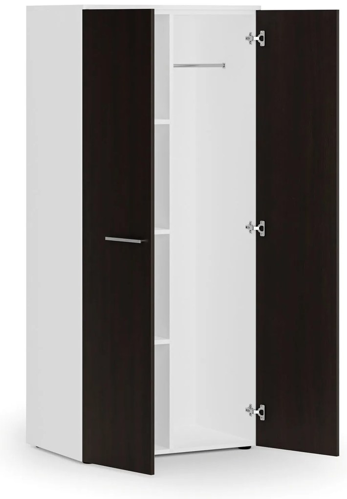 Kancelárska šatníková skriňa PRIMO WHITE, 3 police, šatníková tyč, 800 x 500 x 1781 mm, biela/wenge