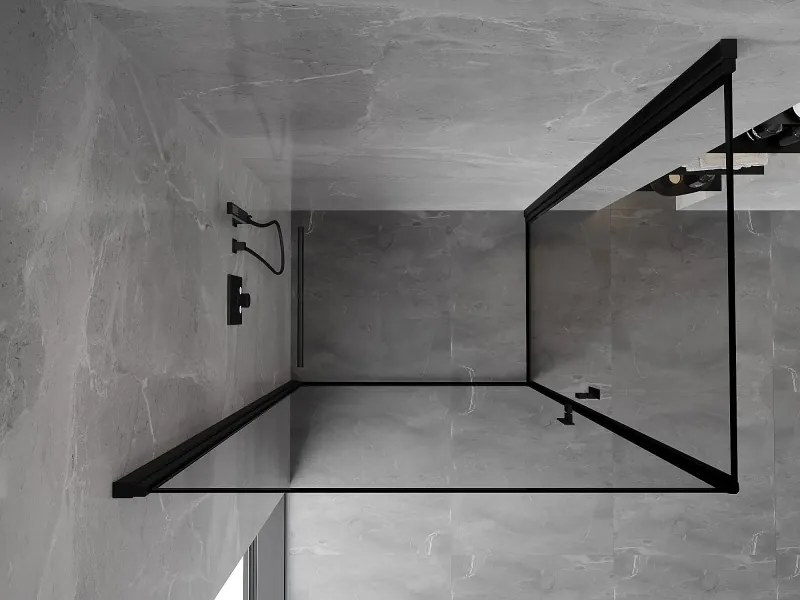 Mexen Mist-B Duo, 2-krídlový výklopný sprchový kút 100 x 80 cm, číre sklo-čierny rám, 8A2-100L-080P-70-70