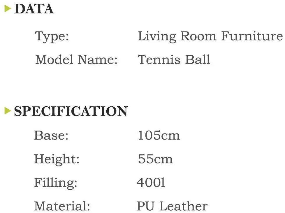 Sedací vak INTERMEDIC SK Tenis Ball, Ekokoža, 400l Farba: E16 - Zelená olivová svetlá (Ekokoža)