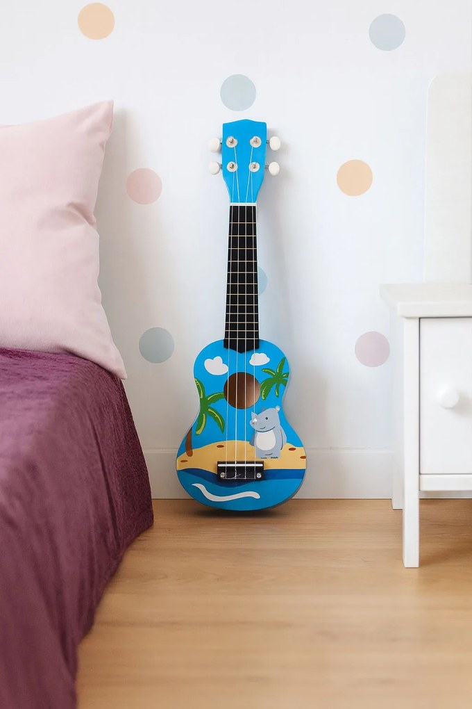 Detská drevená gitara, modrá, ECOTOYS