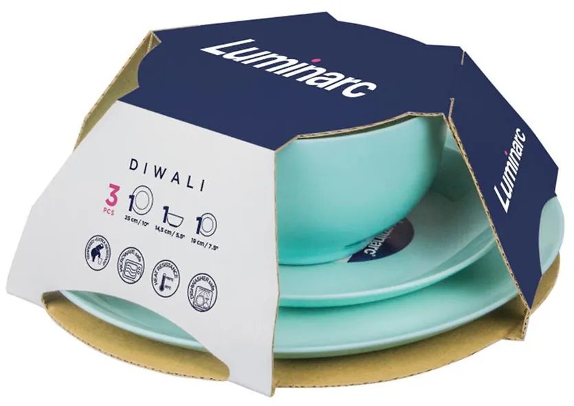 3-dielna jedálenská súprava Diwali, tyrkysová