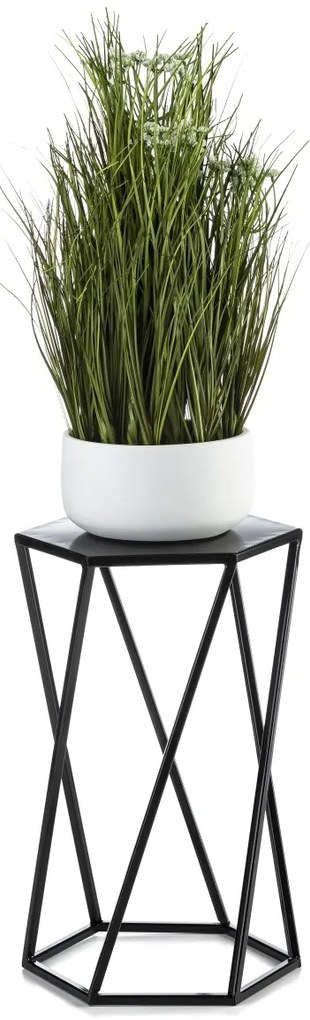 STOJAN NA KVETINÁČ HEXAGON 40X24X27 CM ČIERNA
