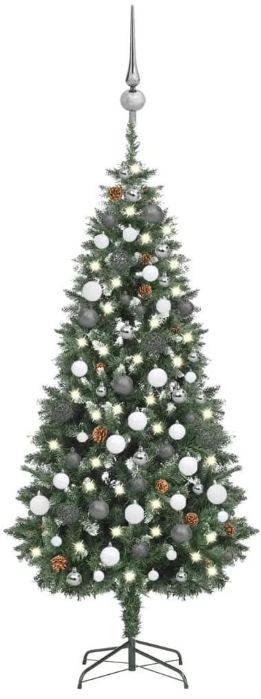 Umelý vianočný stromček s LED, súpravou gulí a šiškami 180 cm 3077896