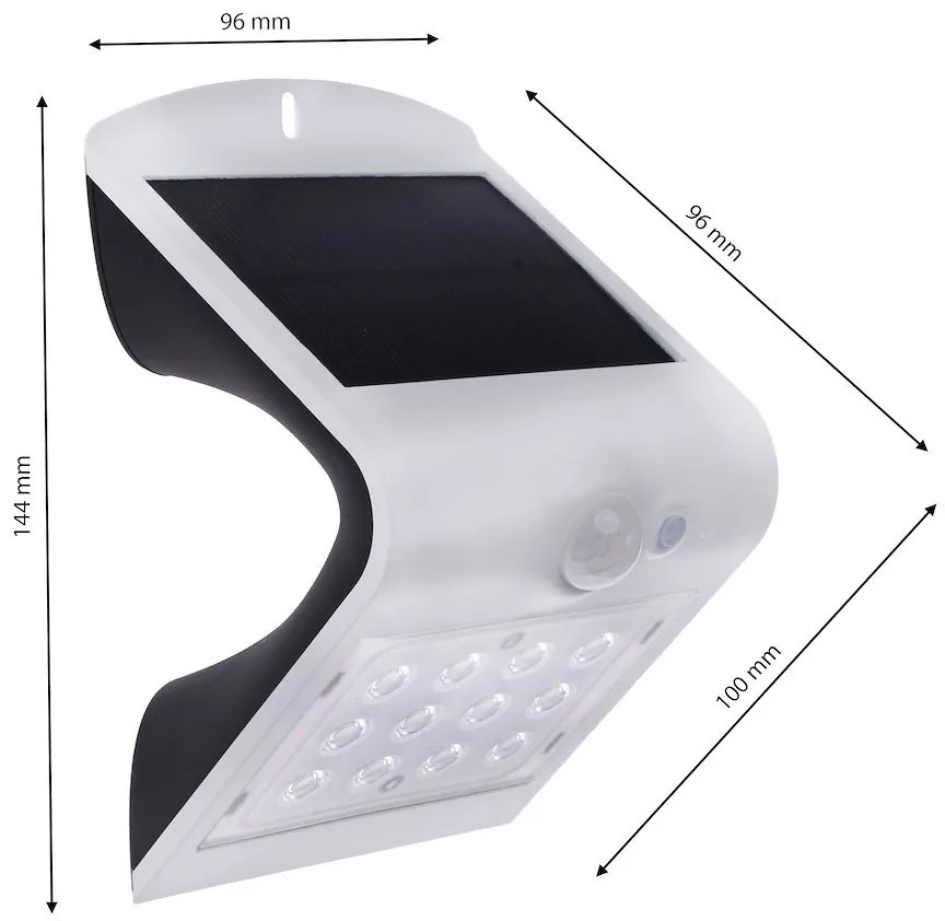 Ecolamp Exteriérové solárne nástenné LED svietidlo Butterfly, 1x LED 1,5w, biela, pohybový senzor