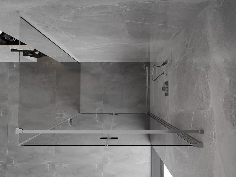 Mexen Mist-F T, 1-krídlový skladací sprchový kút pravý 115 x 75 cm, číre sklo, chrómový profil, 8A6T-115-075-01-00-P