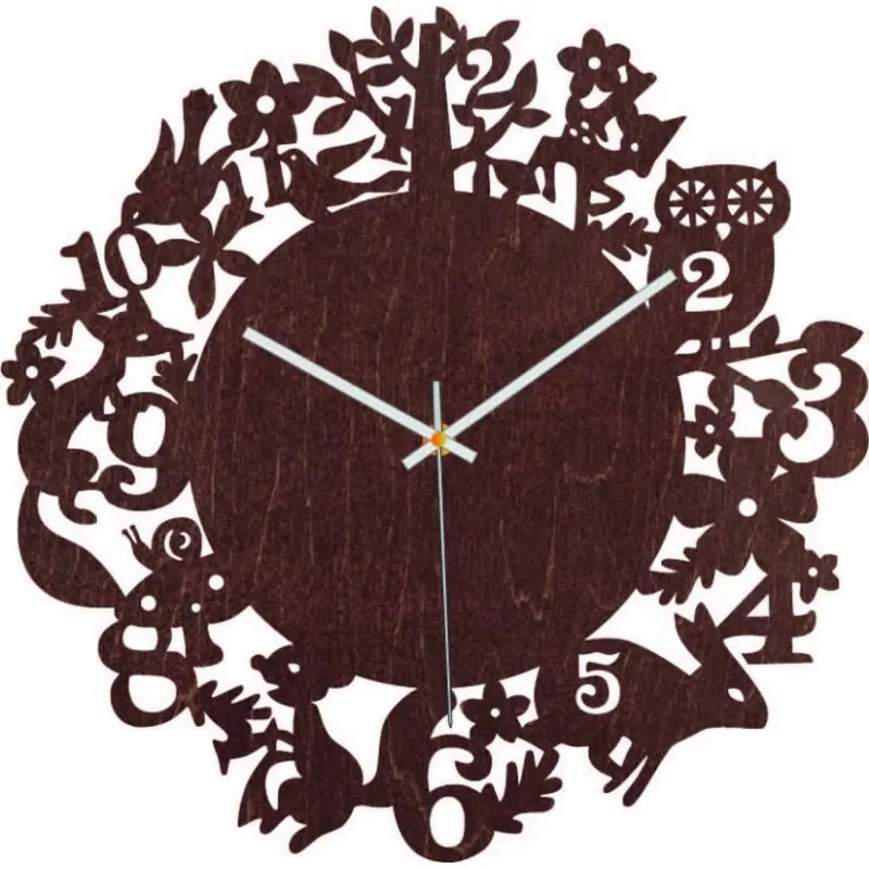 Hodiny z dreva - Lesné zvieratá - Čierne aj farebné | SENTOP PR0451 plywood