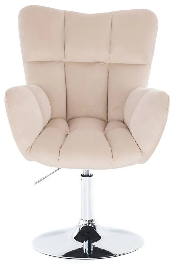 LuxuryForm DESIGN Otočné kreslo AURORA VELUR na striebornom tanieri - krémové