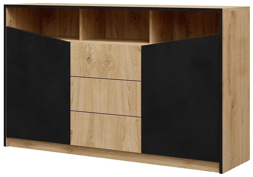 Komoda Aston 3 Večný dub/čierna