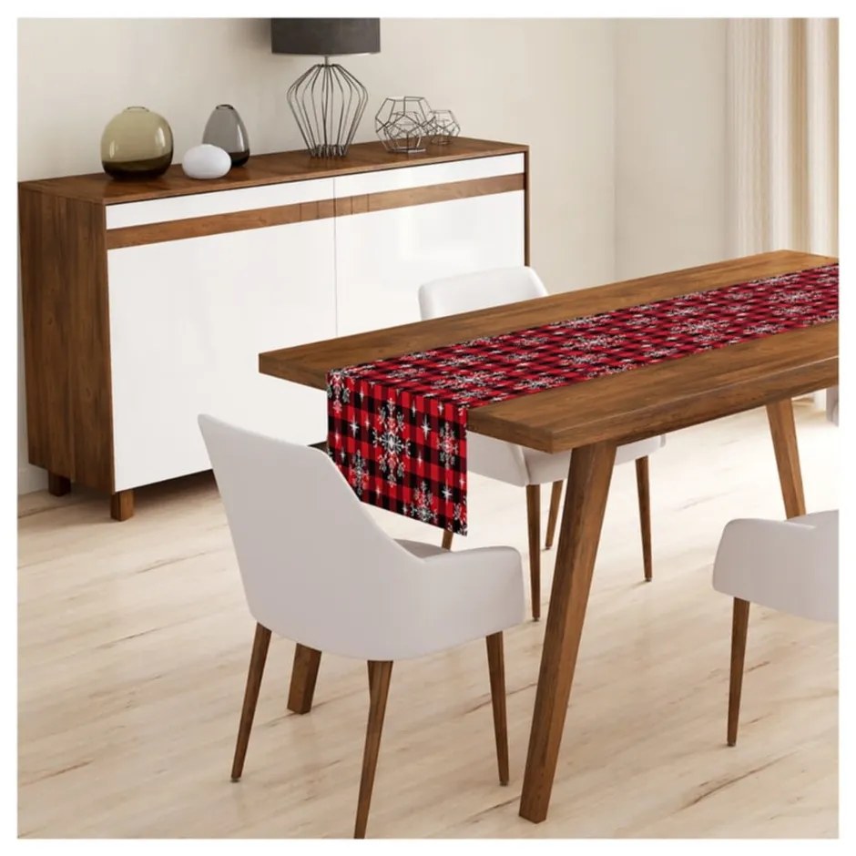 Súprava 4 vianočných obliečok na vankúš a behúň na stôl Minimalist Cushion Covers Snowflake