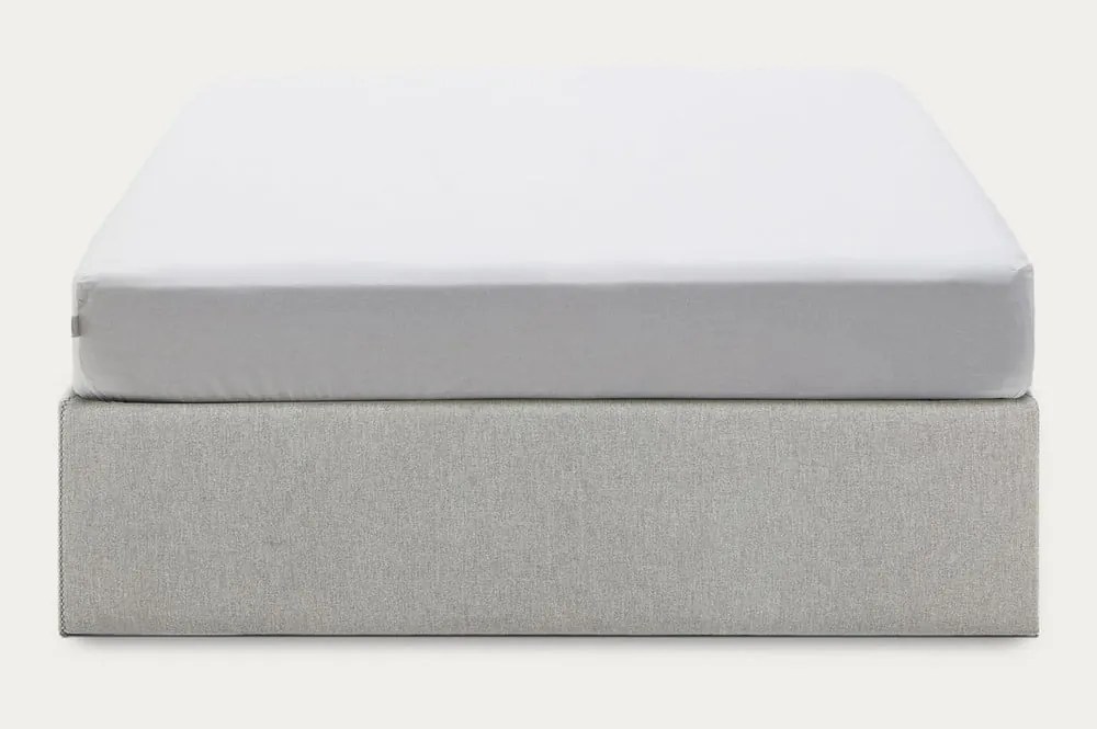 Sivá čalúnená dvojlôžková posteľ s úložným priestorom 140x190 cm Matters – Kave Home