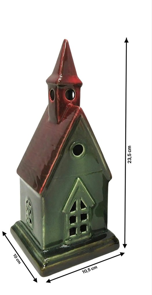 Vianočný keramický lampáš HYTTE X zelený