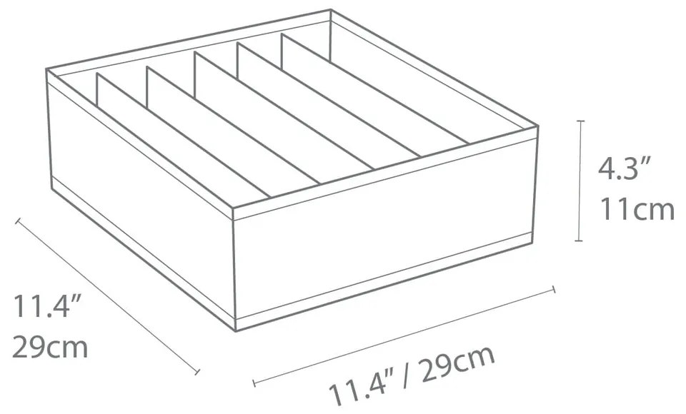 Sivý organizér do zásuvky s priehradkami Bigso Box of Sweden Drawer, 29 x 11 cm