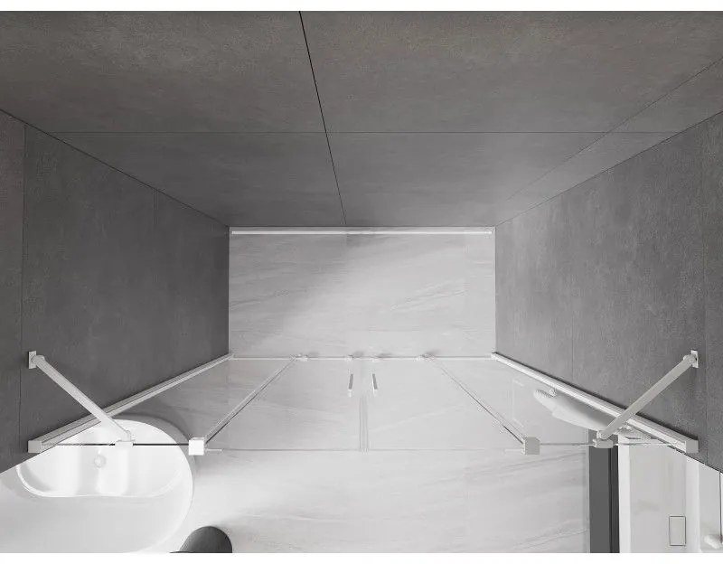 Mexen Velar Duo, posuvné dvere do otvoru 200x200 cm, 8mm číre sklo, biela, 871-200-000-02-20