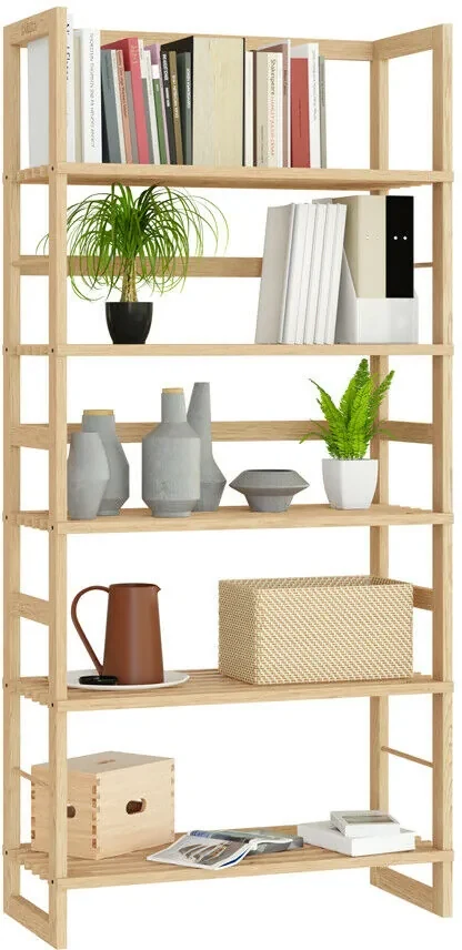 Casaria Drevený policový regál ÖLAND, 58x27x136cm, 5 políc, hnedá