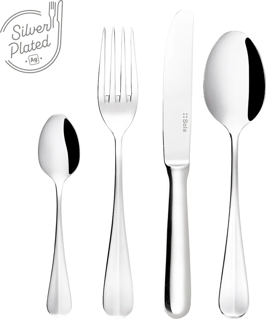 Príborový set 24 ks - nôž s dutou rúčkou a krátkou čepeľou – Baguette postriebrený - 100942