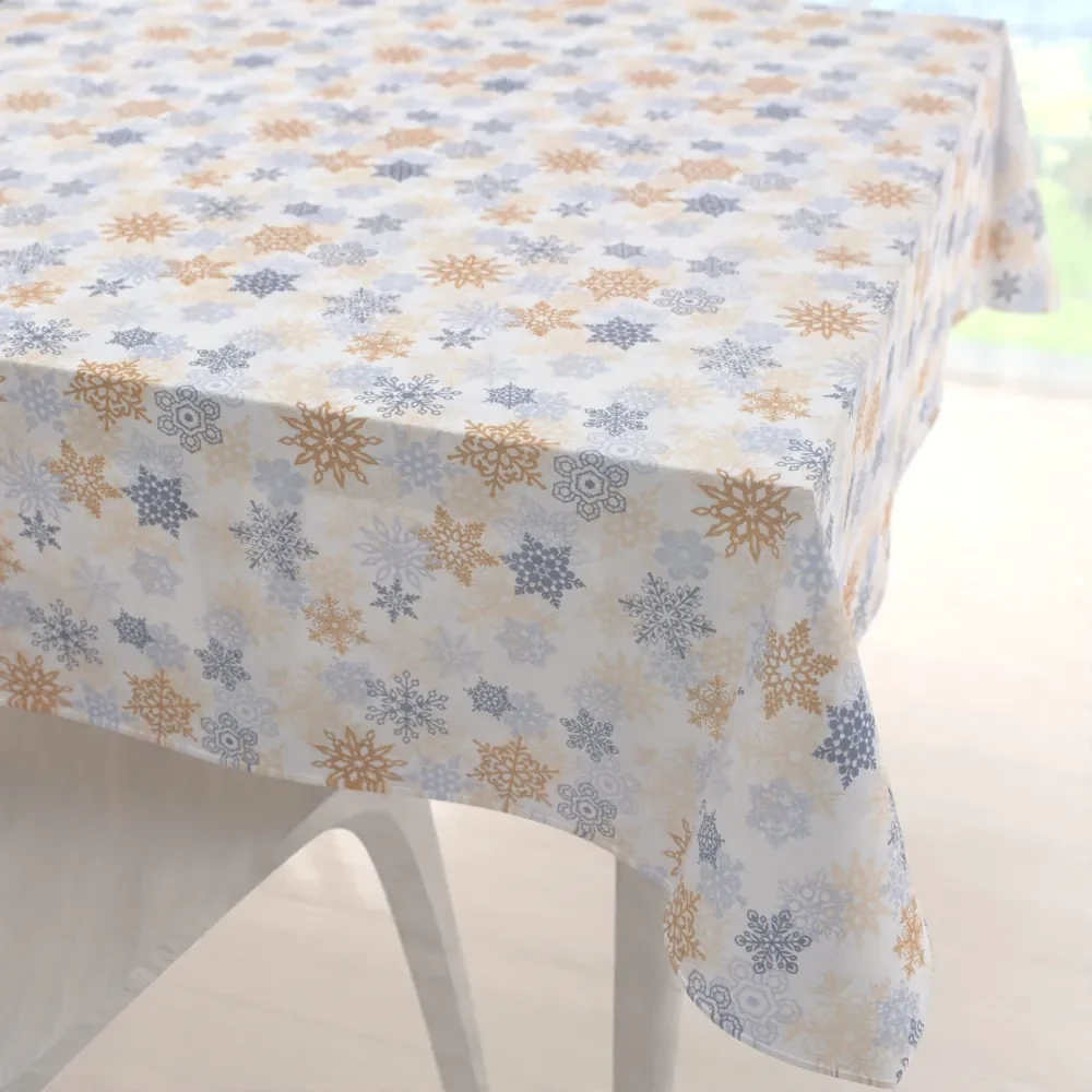 Biante Vianočný dekoračný štvorcový obrus PML-041 Modrosivé a béžové vločky 60x60 cm