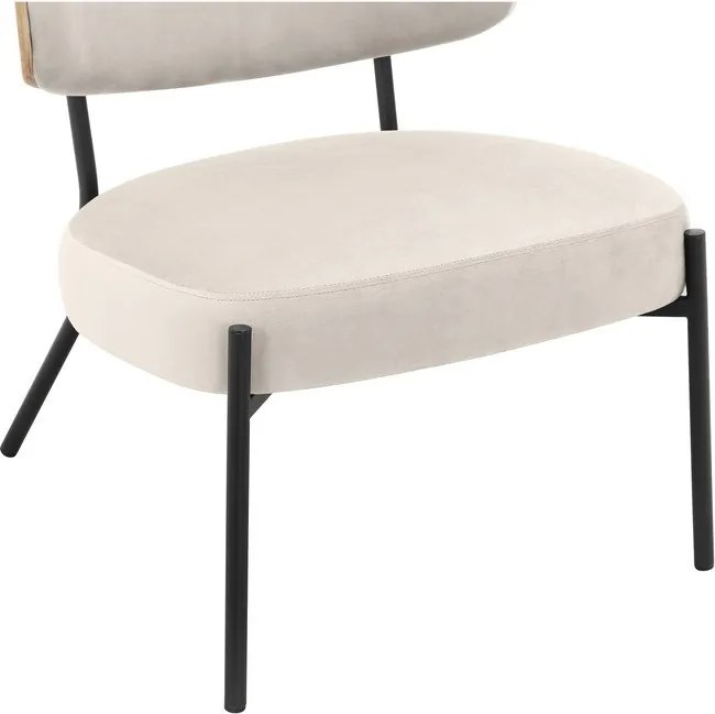 Krémovobiele zamatové kreslo s podnožkou Jerry – Støraa