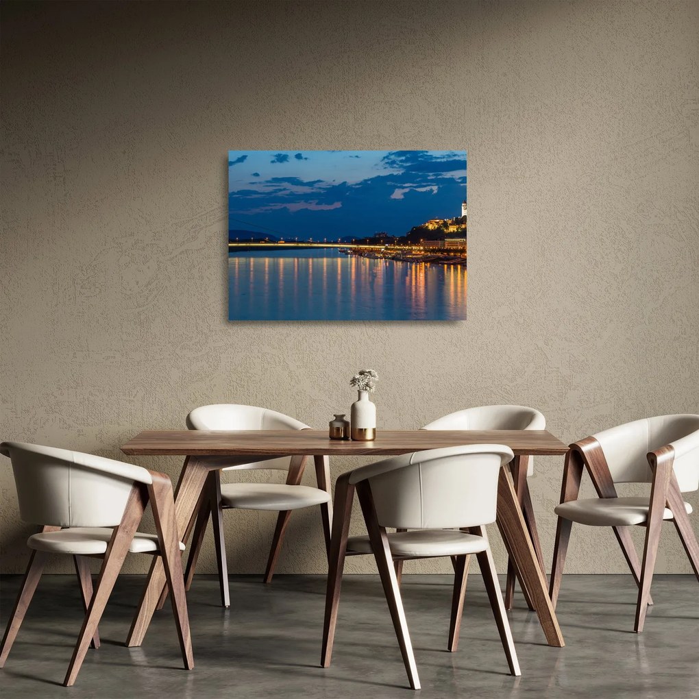 Sklenený obraz Bratislavy s hradom (70x50 cm)