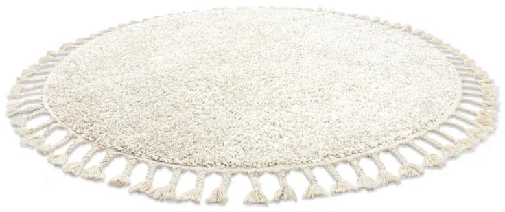 Okrúhly koberec BERBER 9000,  krémový - strapce, Berber, Maroko, Shaggy
