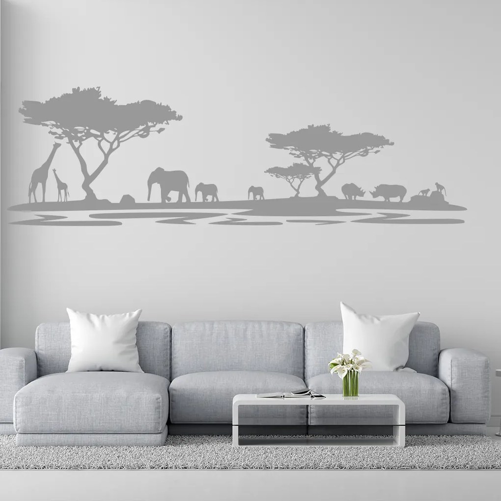 Veselá Stena Samolepka Africké safari Farba: oranžová, Veľkosť: 80 x 26 cm