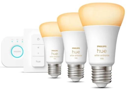 Základná sada Philips Hue WA 3xE27/11W 2200-6500K + Hue bridge a stmievač