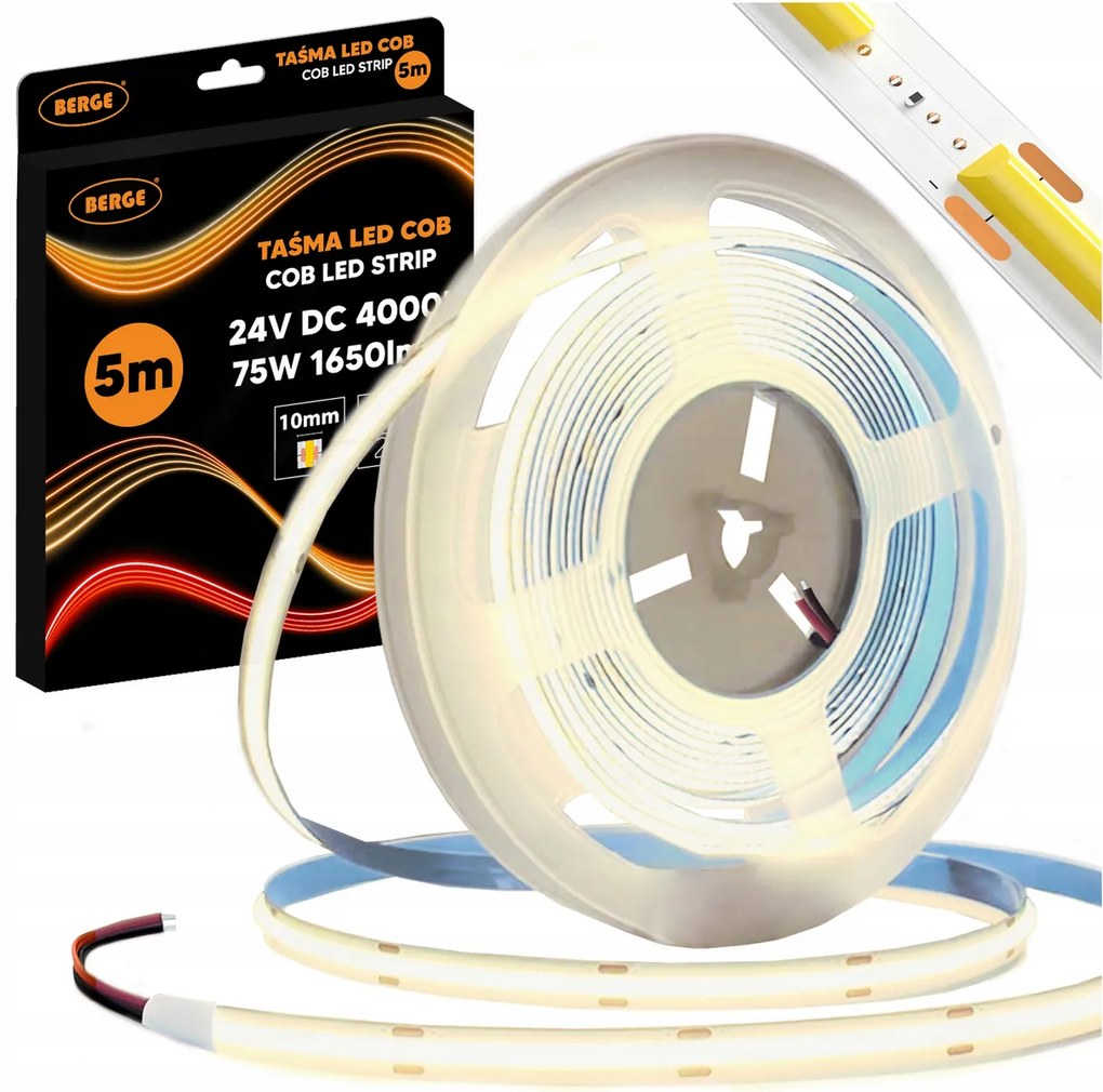 BERGE LED pásik COB Neon 24V - 528D - 15W/m - IP20 - 1650lm - 5m - neutrálna farba