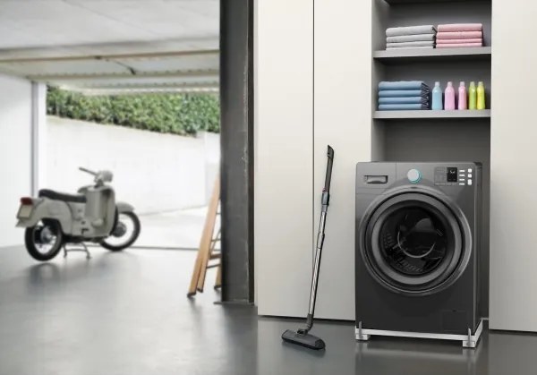 Meliconi 656149 -Antivibračná podložka pod práčku s výsuvnými kolieskami 47 cm biela