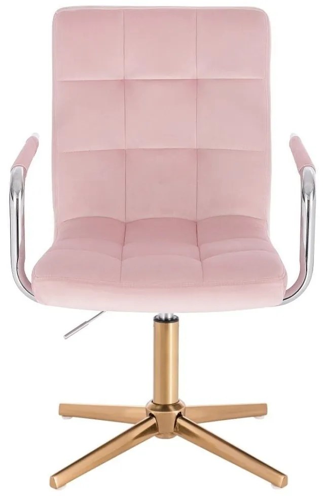 LuxuryForm DESIGN Stolička VERONA VELUR na zlatom kríži - ružová