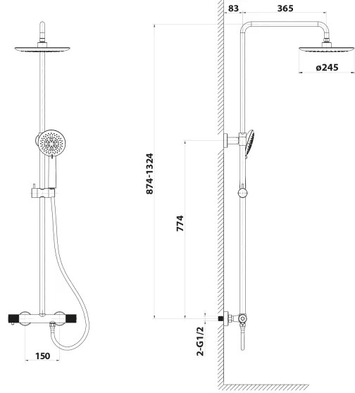 Sapho - Sprchová súprava s batériou SOLARIS lesklý chróm