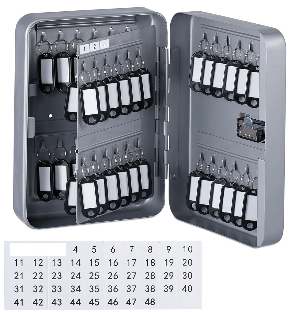 Skrinka na kľúče s kombinovaným zámkom RD47844, šedá