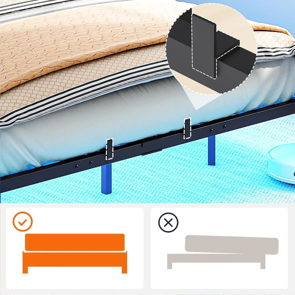 Rám dvoulůžkové postele Workman 140x200 s nabíjecí stanicí a LED osvětlením černý