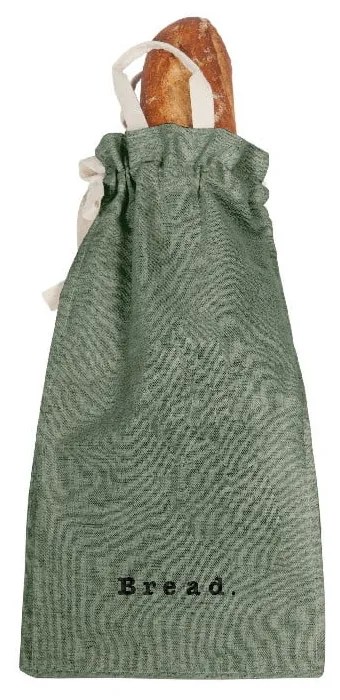 Látkový vak na chlieb s prímesou ľanu Linen Couture Bag Green Moss, výška 42 cm