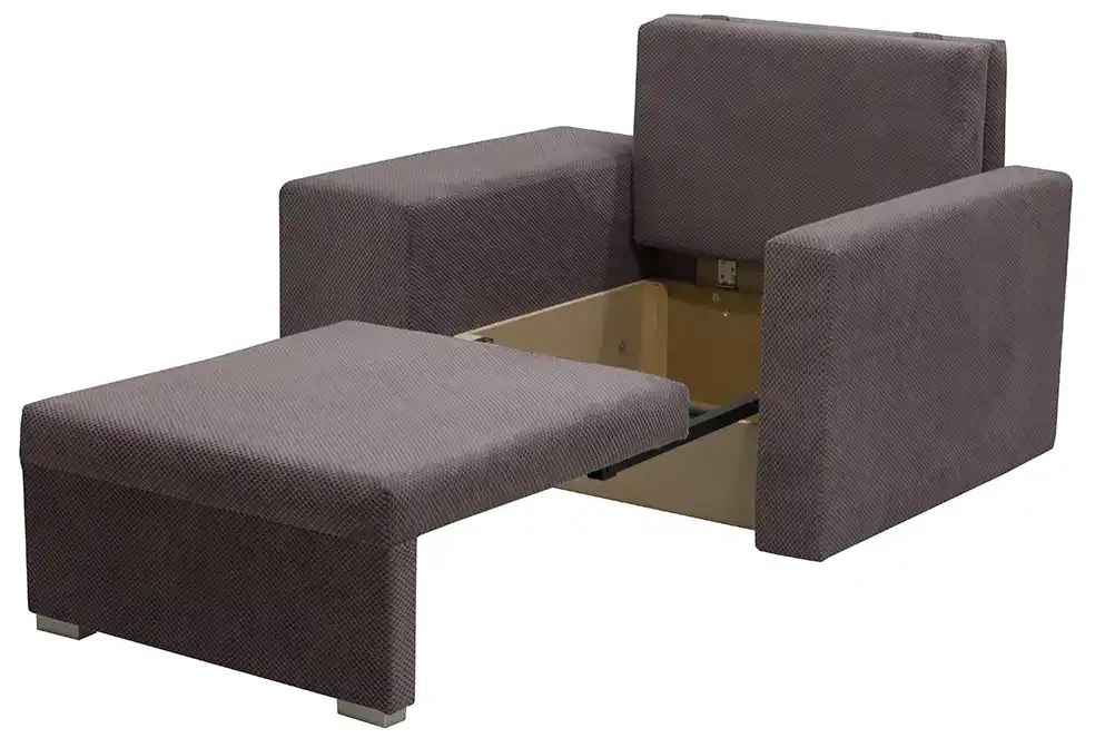 Kreslo pre 1 osobu s funkciou spania DOTA + 2 taburety Hnědý