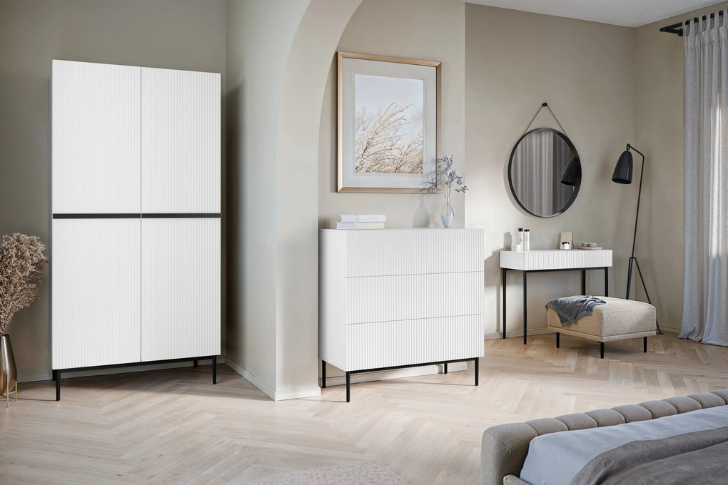 Moderný písací stôl Nicole 100 cm - biely mat / čierna