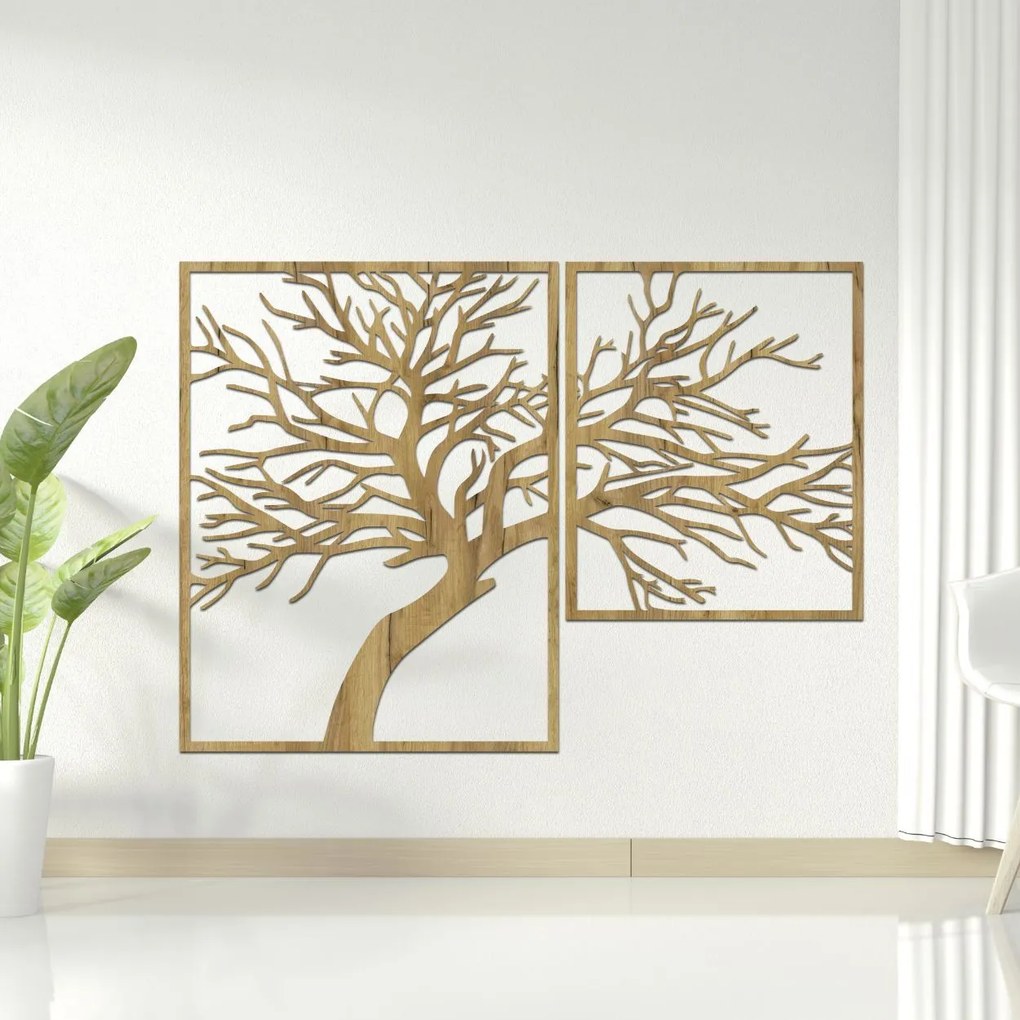 Drevený obraz stromu s vyrezávanými vetvami | Dunak: HDF - Dub Sonoma 40 x 48 cm 4383-80787 HDF0221