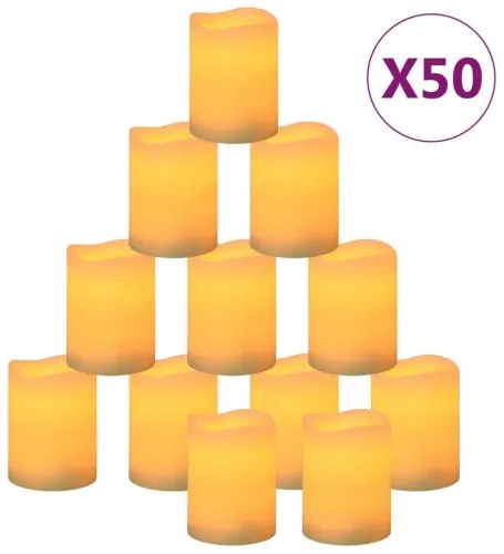 vidaXL Bezplameňové LED sviečky s diaľkovým ovládaním 50 ks biela-