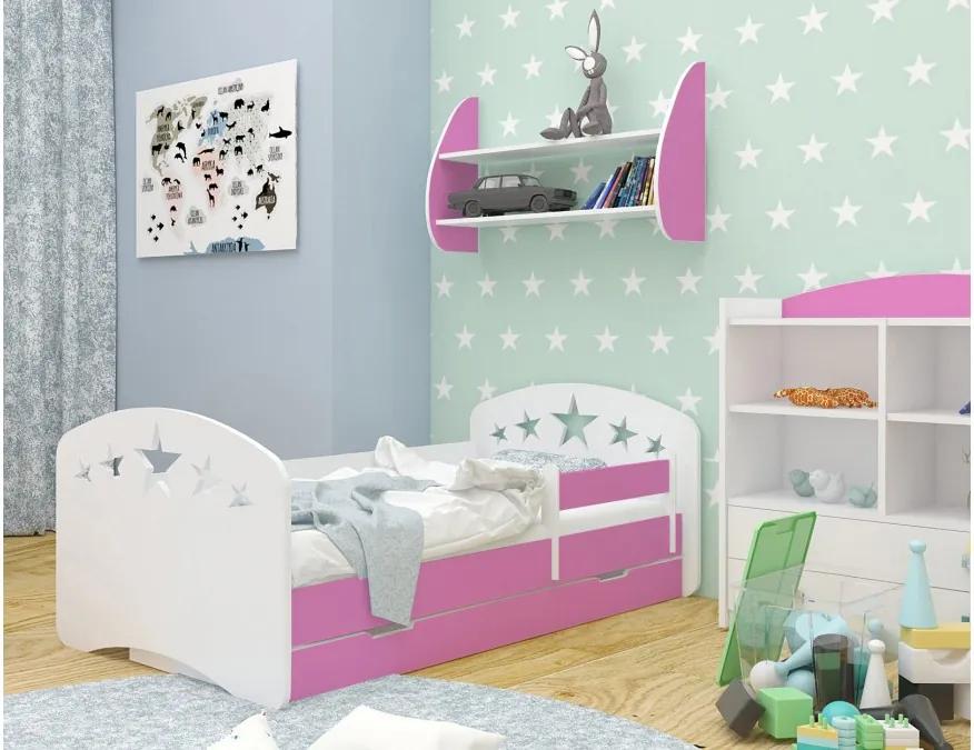 Happy Babies Detská posteľ Happy dizajn/hviezdičky Farba: Ružová / Biela, Prevedenie: L10 / 90 x 200 cm / S úložným priestorom, Obrázok: Hviezdičky